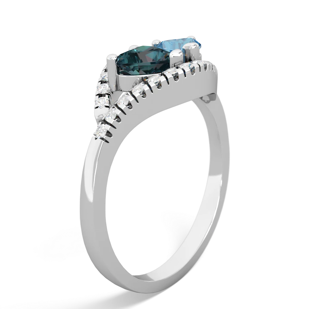 Alexandrite Mother And Child 14K White Gold ring R3010