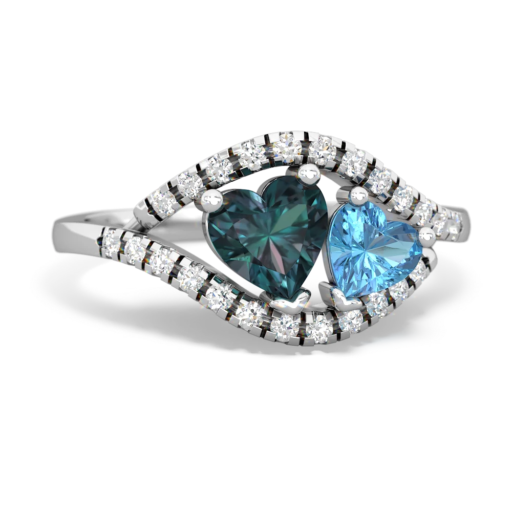 Alexandrite Mother And Child 14K White Gold ring R3010