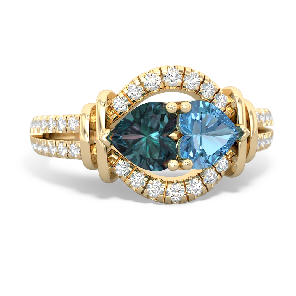 Alexandrite Art-Deco Keepsake 14K Yellow Gold ring R5630