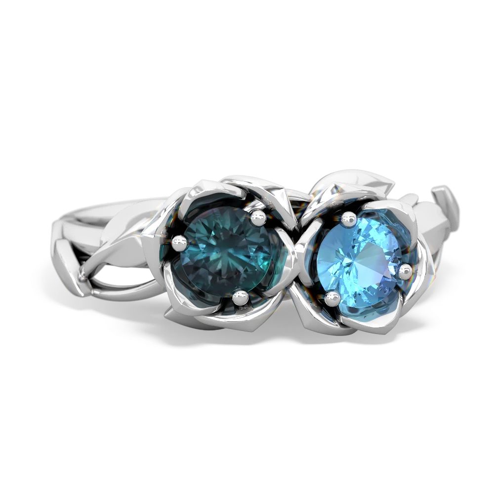 Alexandrite Rose Garden 14K White Gold ring R5510