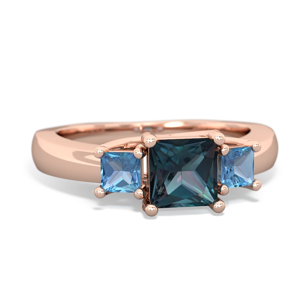 Alexandrite Three Stone Trellis 14K Rose Gold ring R4015