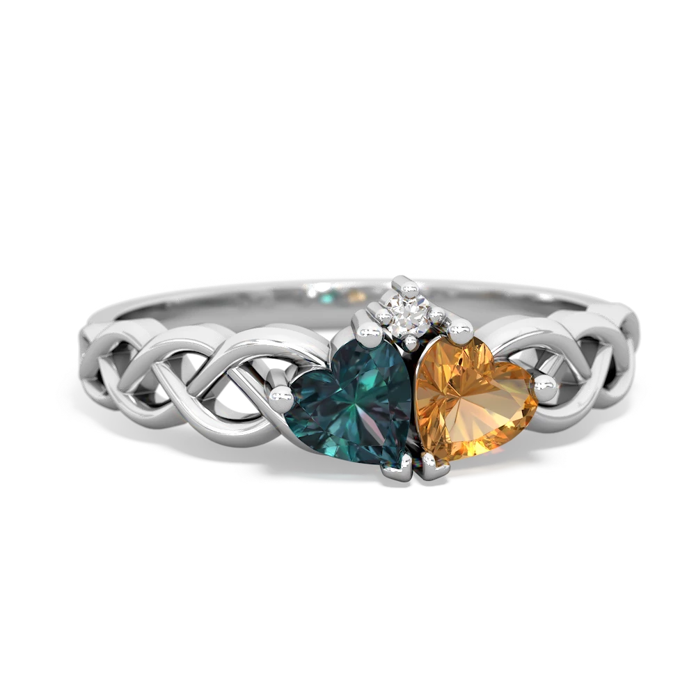 Alexandrite Heart To Heart Braid 14K White Gold ring R5870