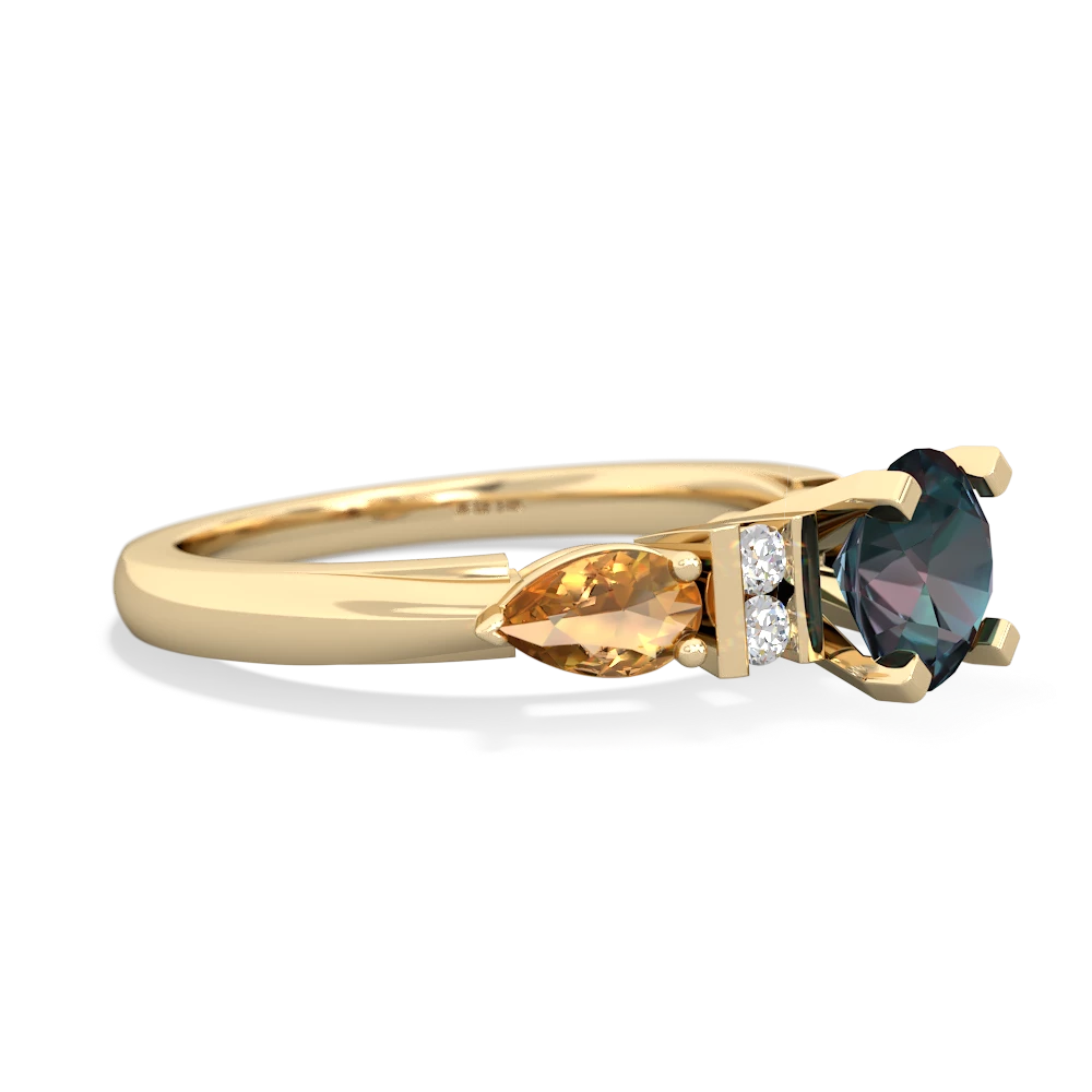 Alexandrite 6Mm Round Eternal Embrace Engagement 14K Yellow Gold ring R2005