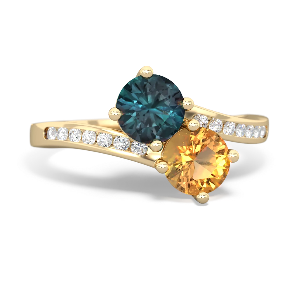 Alexandrite Channel Set Two Stone 14K Yellow Gold ring R5303