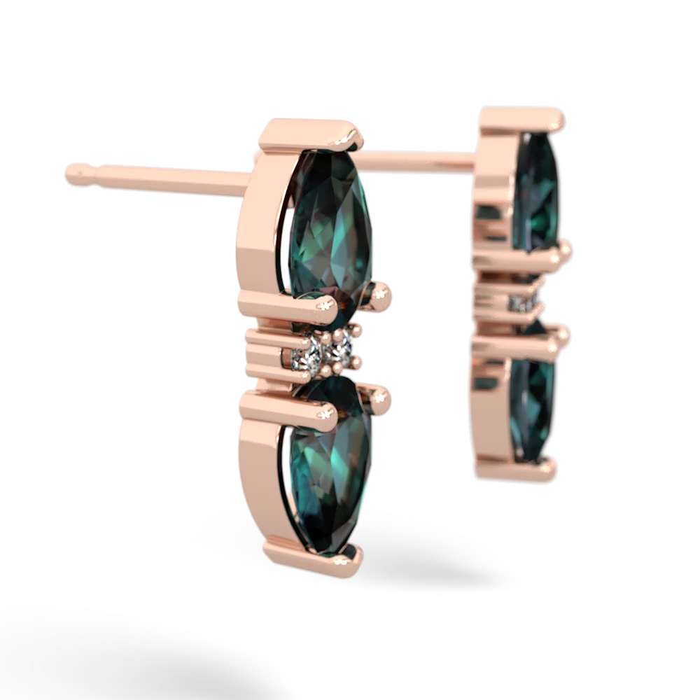 Alexandrite Bowtie Drop 14K Rose Gold earrings E0865