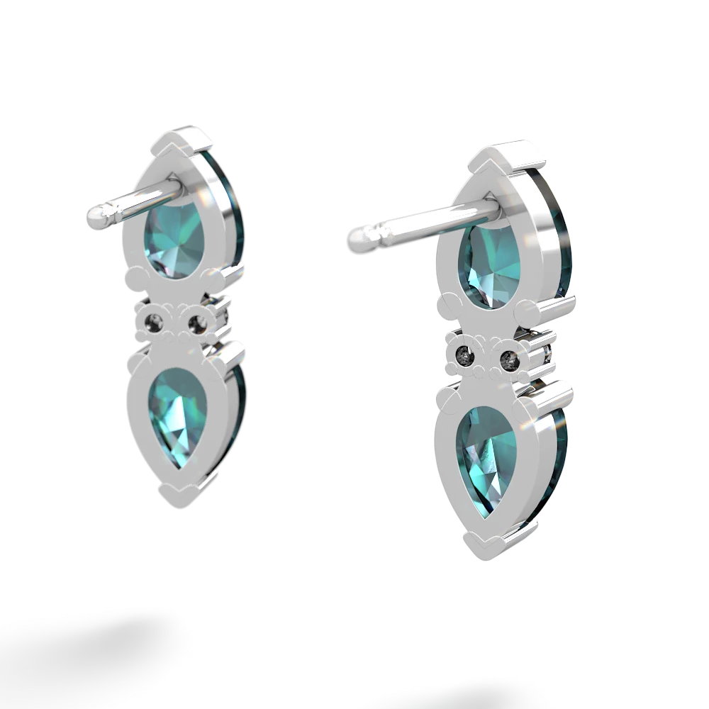 Alexandrite Bowtie Drop 14K White Gold earrings E0865