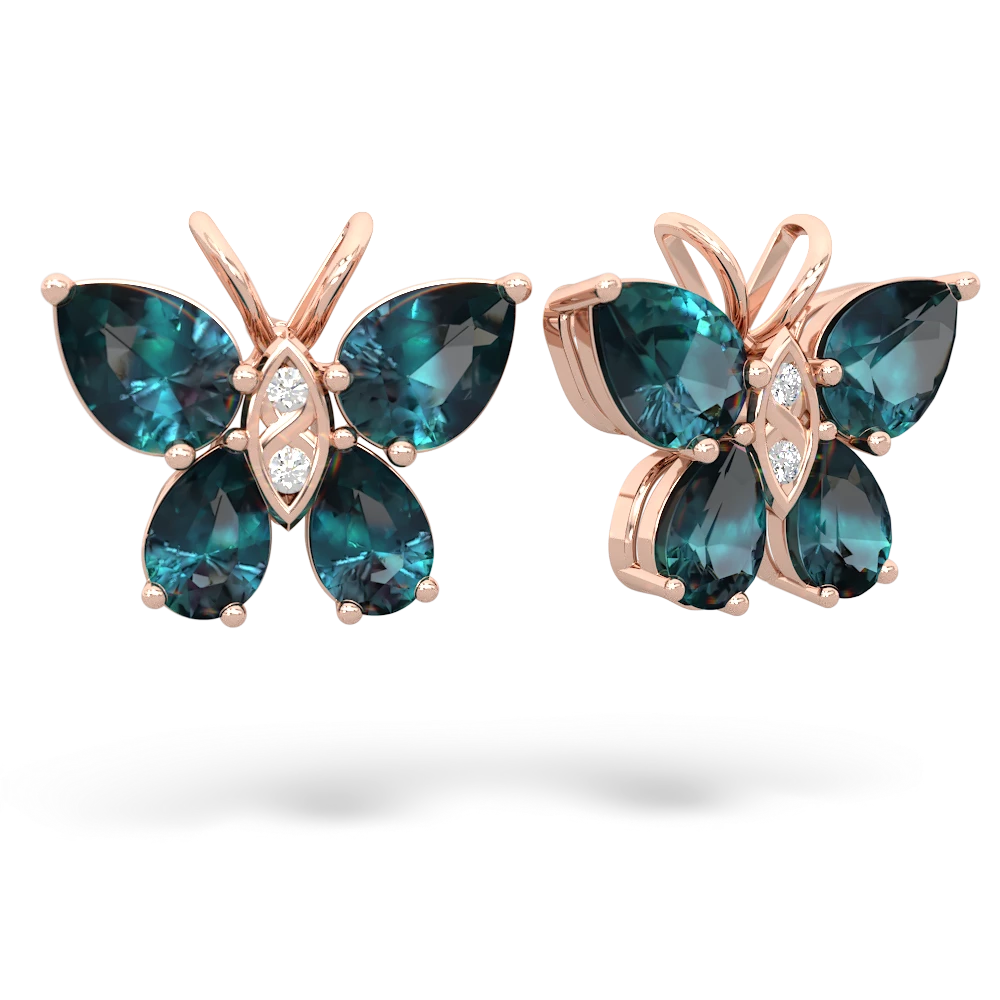 Alexandrite Butterfly 14K Rose Gold earrings E2215