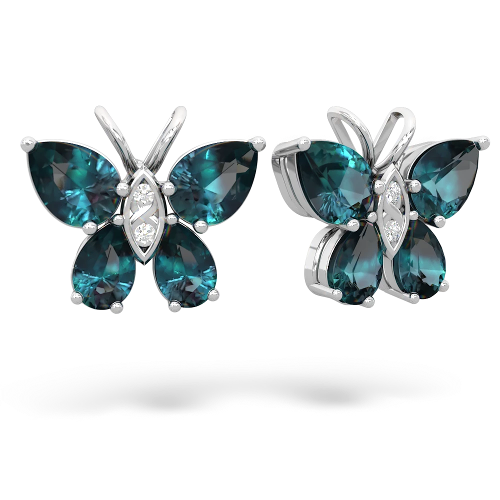 Alexandrite Butterfly 14K White Gold earrings E2215