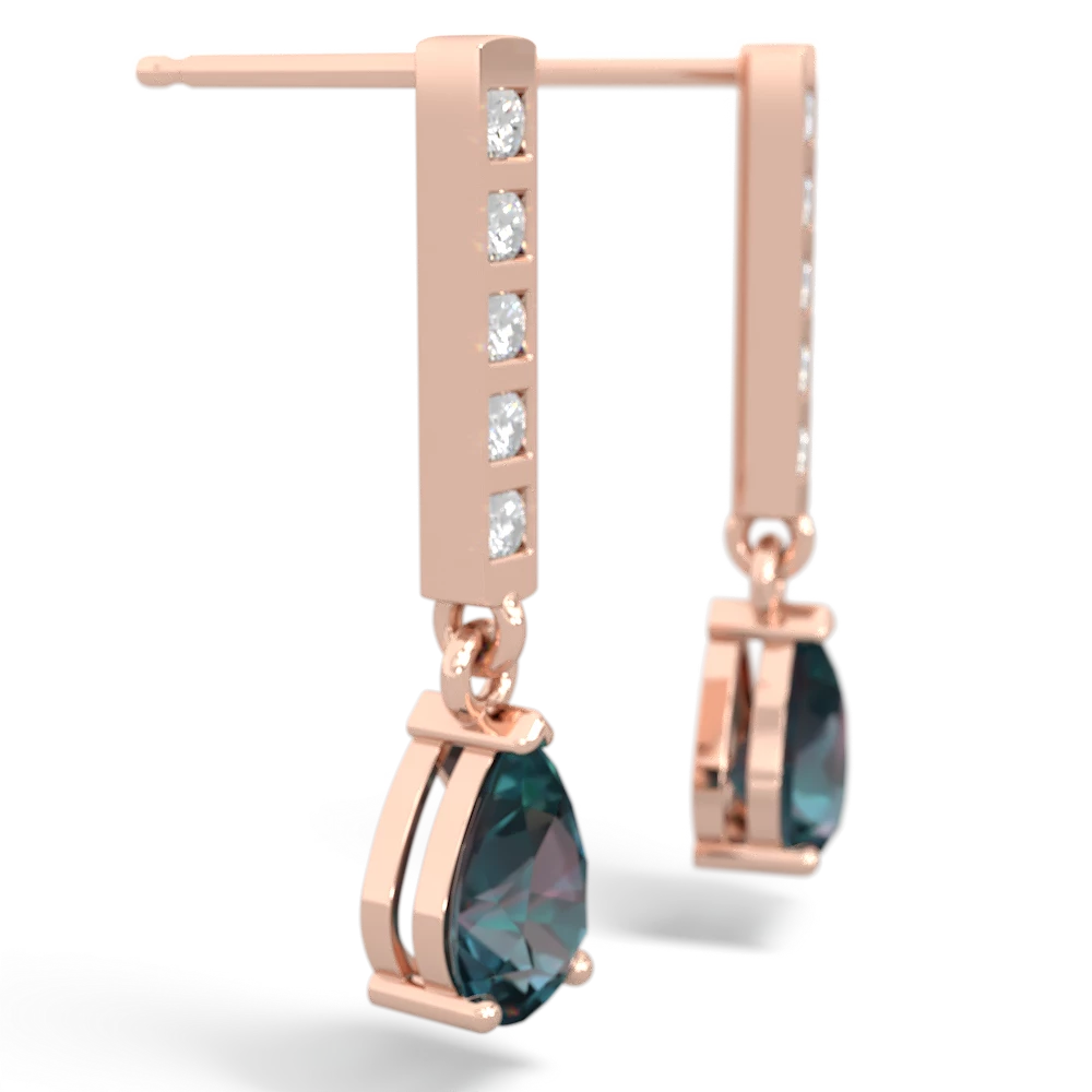 Alexandrite Art Deco Diamond Drop 14K Rose Gold earrings E5324