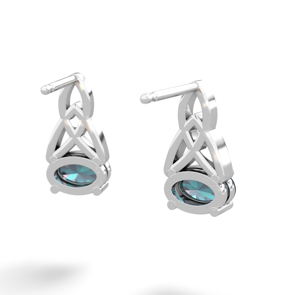 Alexandrite Celtic Trinity Knot 14K White Gold earrings E2389