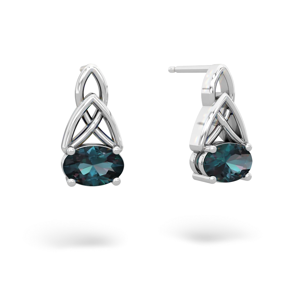 Alexandrite Celtic Trinity Knot 14K White Gold earrings E2389