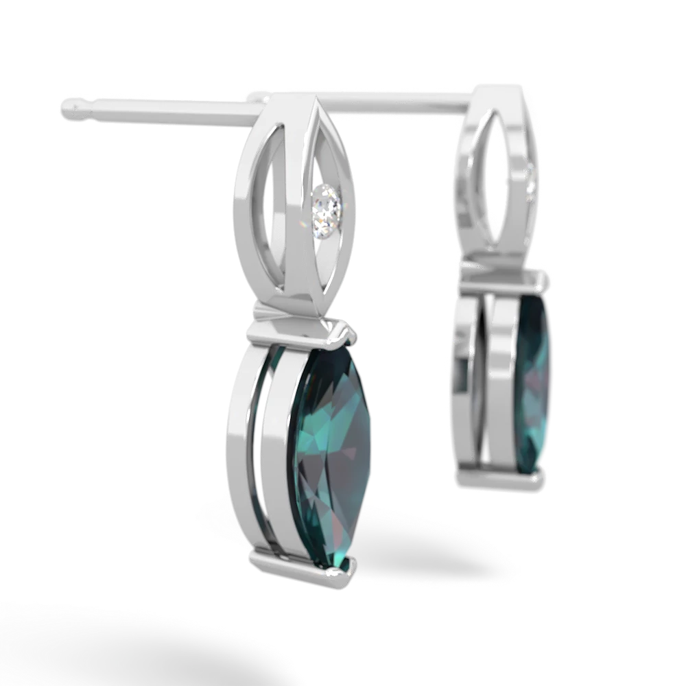 Alexandrite Marquise Drop 14K White Gold earrings E5333