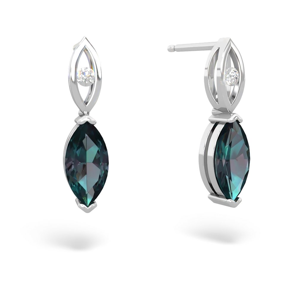 Alexandrite Marquise Drop 14K White Gold earrings E5333