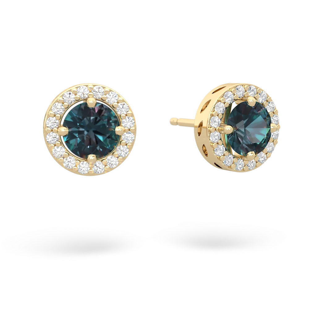 Alexandrite Halo 14K Yellow Gold earrings E5320