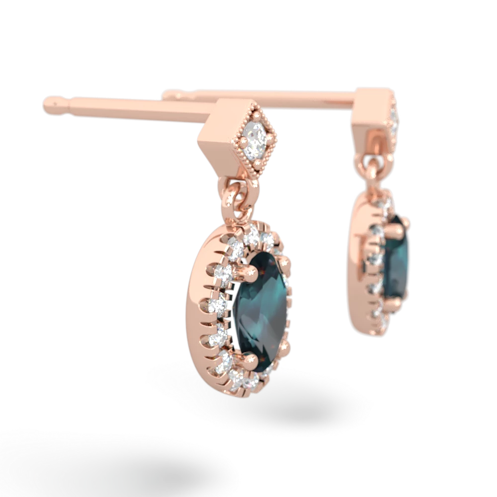 Alexandrite Antique-Style Halo 14K Rose Gold earrings E5720