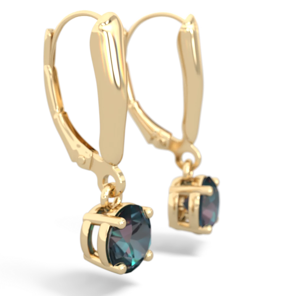 Alexandrite 6Mm  Round Lever Back 14K Yellow Gold earrings E2786