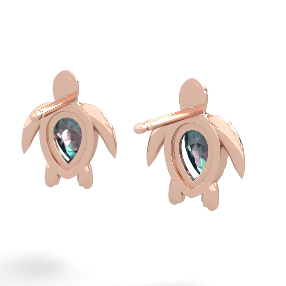 Alexandrite Baby Sea Turtle 14K Rose Gold earrings E5241