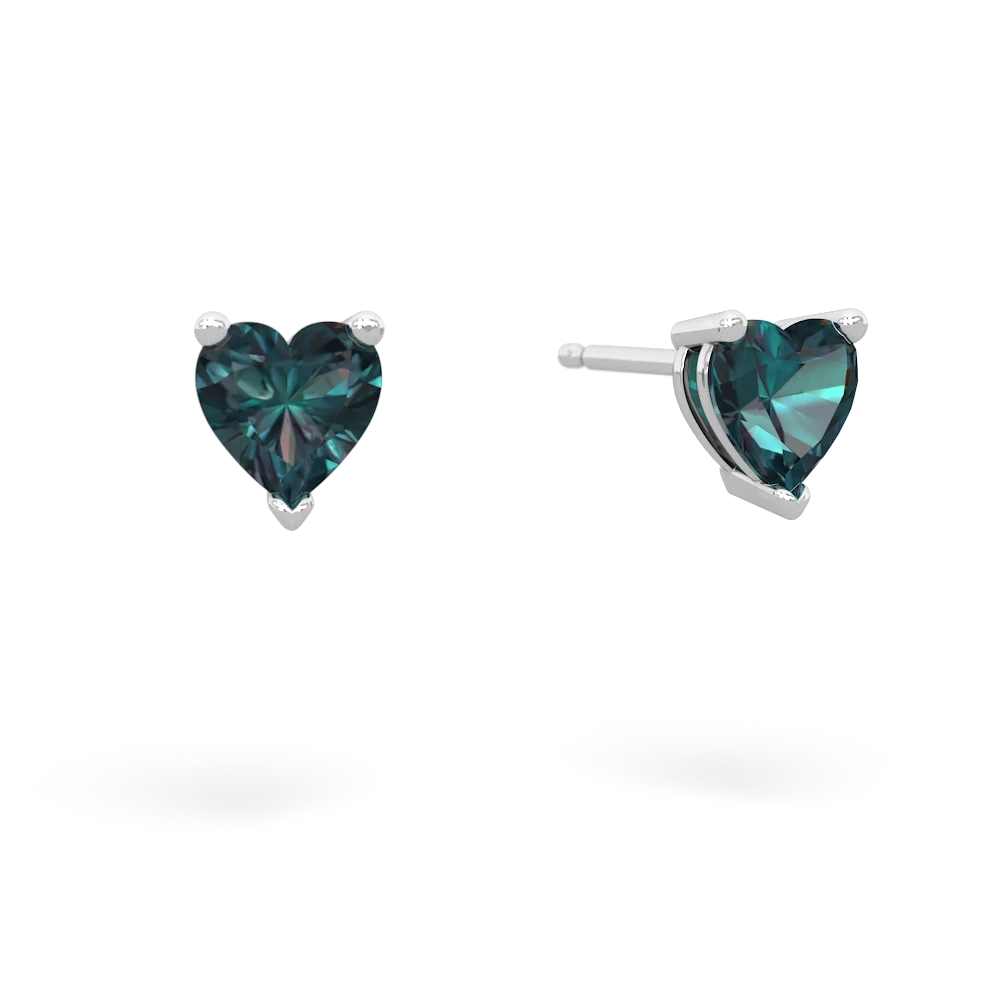 Alexandrite 5Mm Heart Stud 14K White Gold earrings E1861