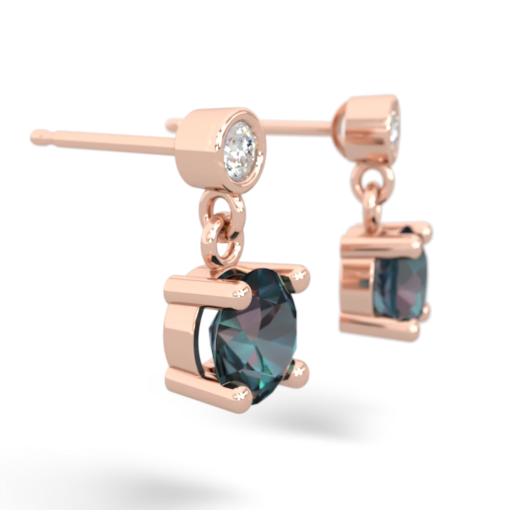 Alexandrite Diamond Drop 6Mm Round 14K Rose Gold earrings E1986