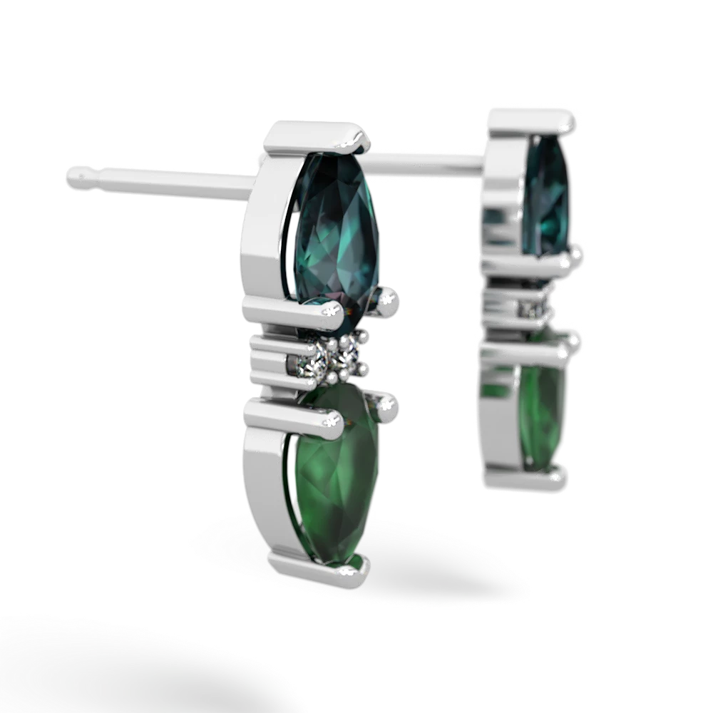 Alexandrite Bowtie Drop 14K White Gold earrings E0865