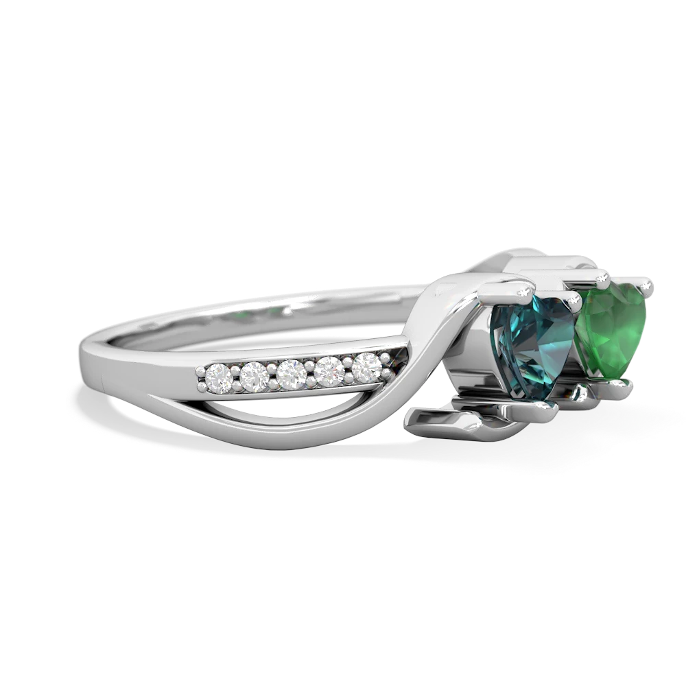 Alexandrite Side By Side 14K White Gold ring R3090