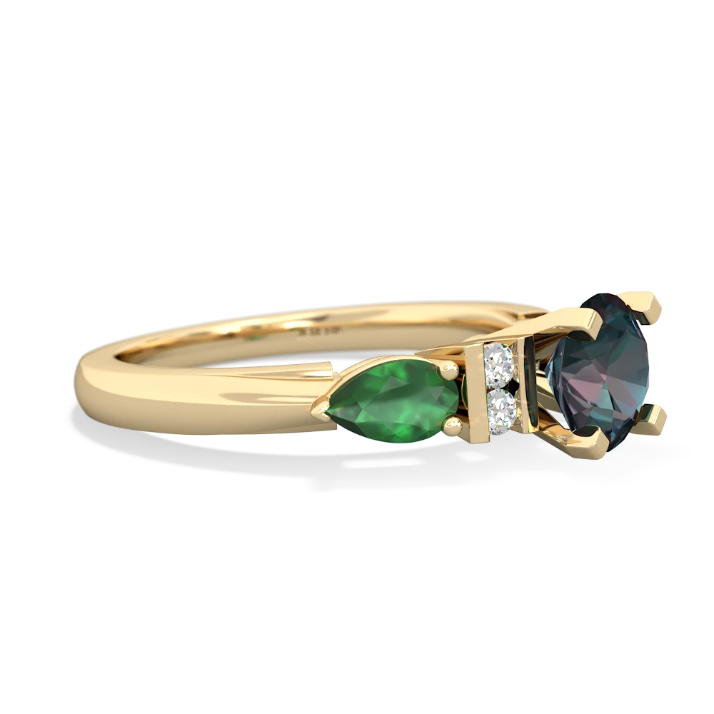 Alexandrite 6Mm Round Eternal Embrace Engagement 14K Yellow Gold ring R2005