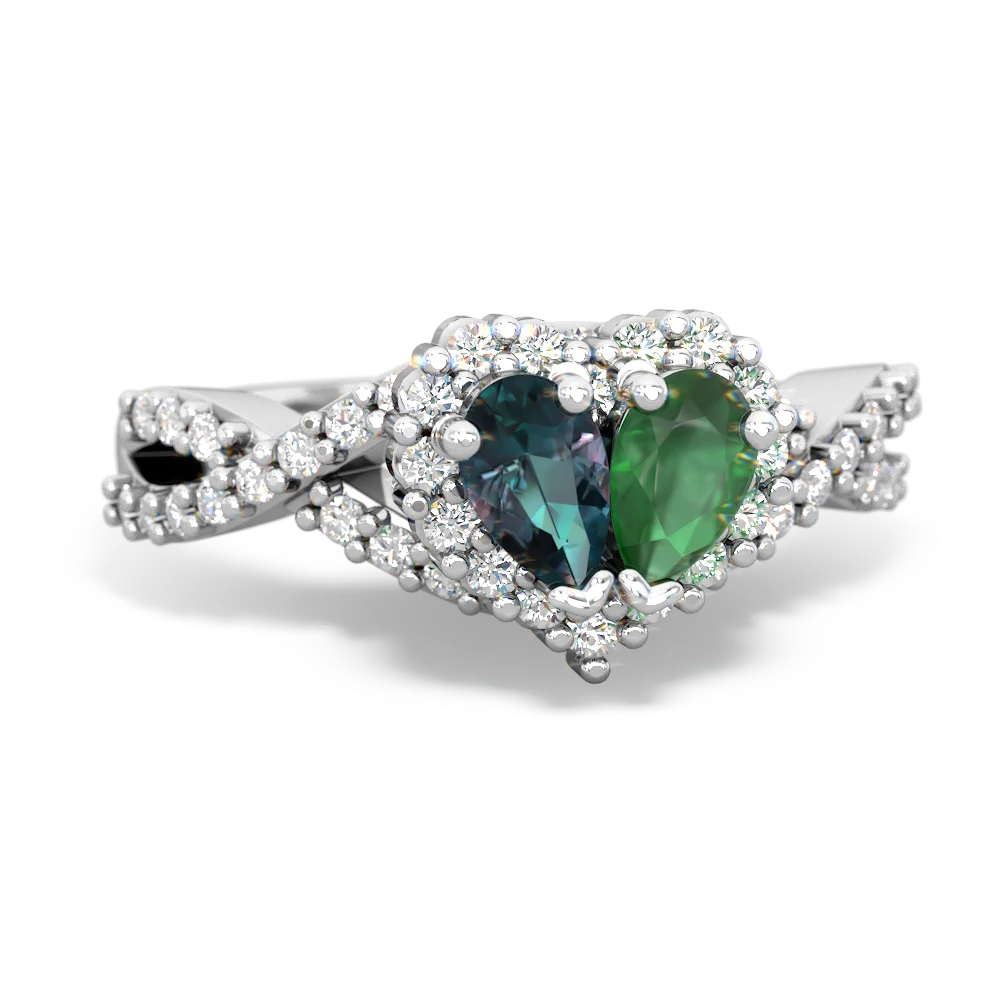 Alexandrite Diamond Twist 'One Heart' 14K White Gold ring R2640HRT