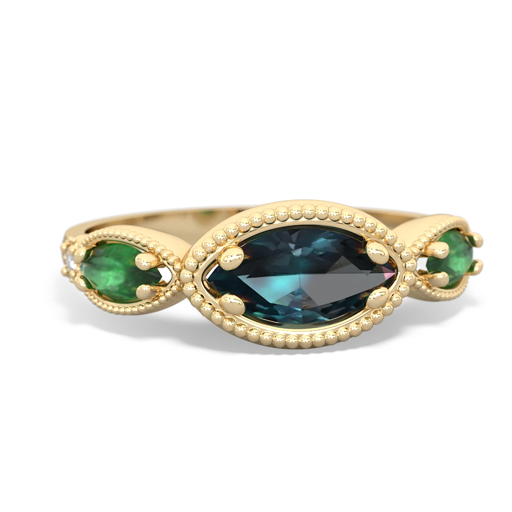 Alexandrite Milgrain Marquise 14K Yellow Gold ring R5700