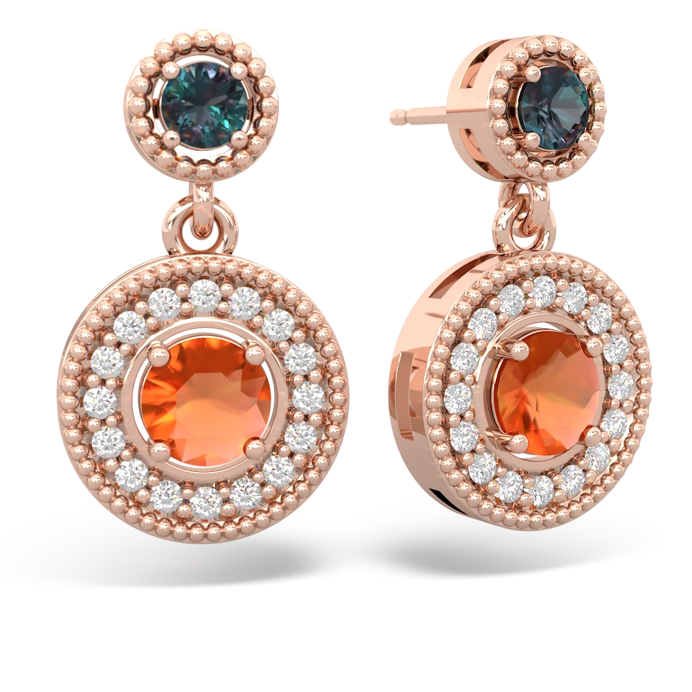 Alexandrite Halo Dangle 14K Rose Gold earrings E5319