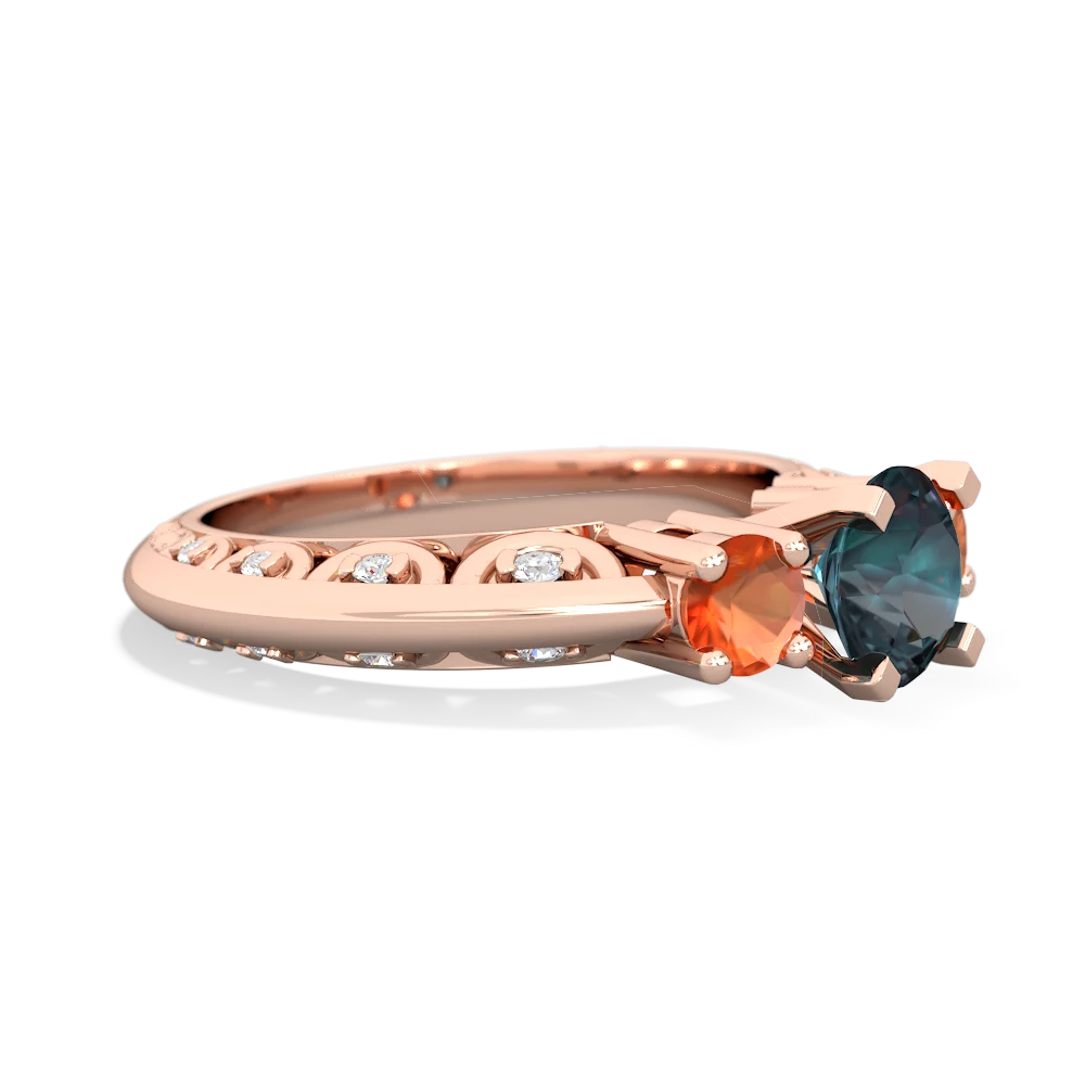 Alexandrite Art Deco Eternal Embrace Engagement 14K Rose Gold ring C2003