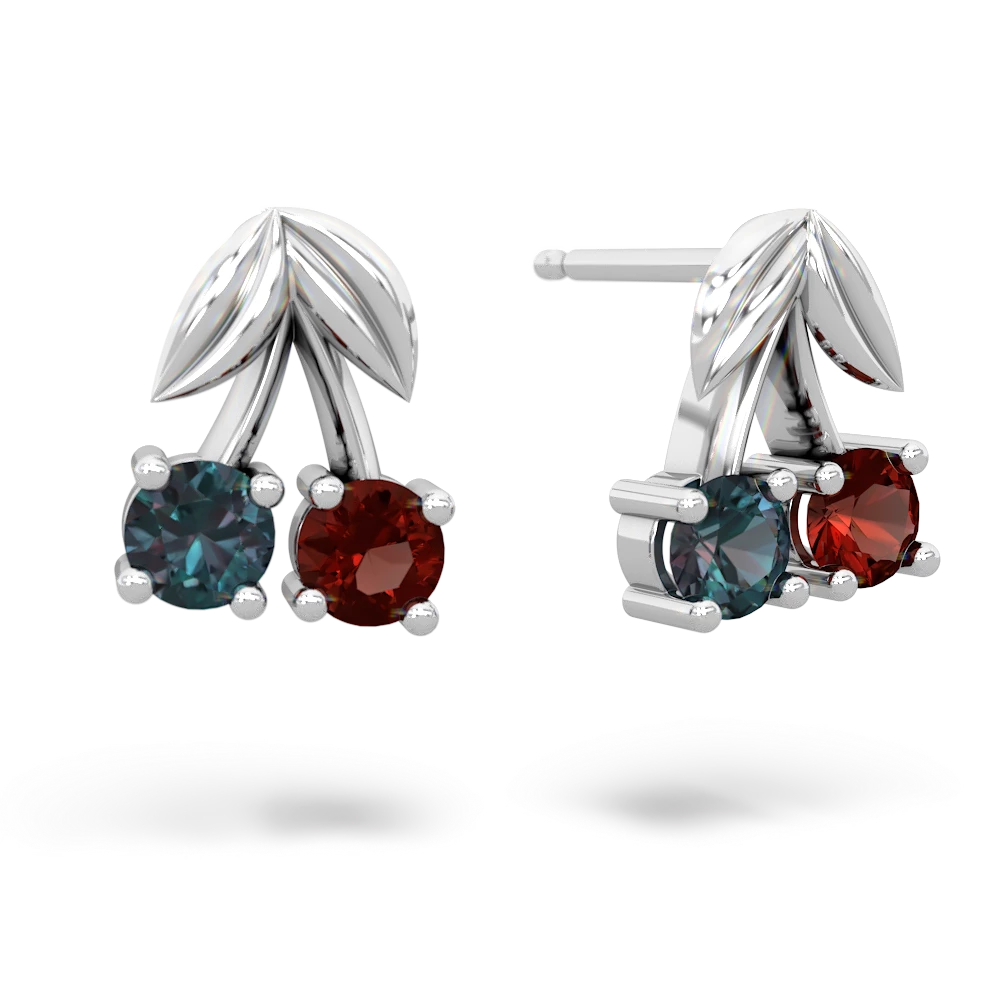 Alexandrite Sweet Cherries 14K White Gold earrings E7001