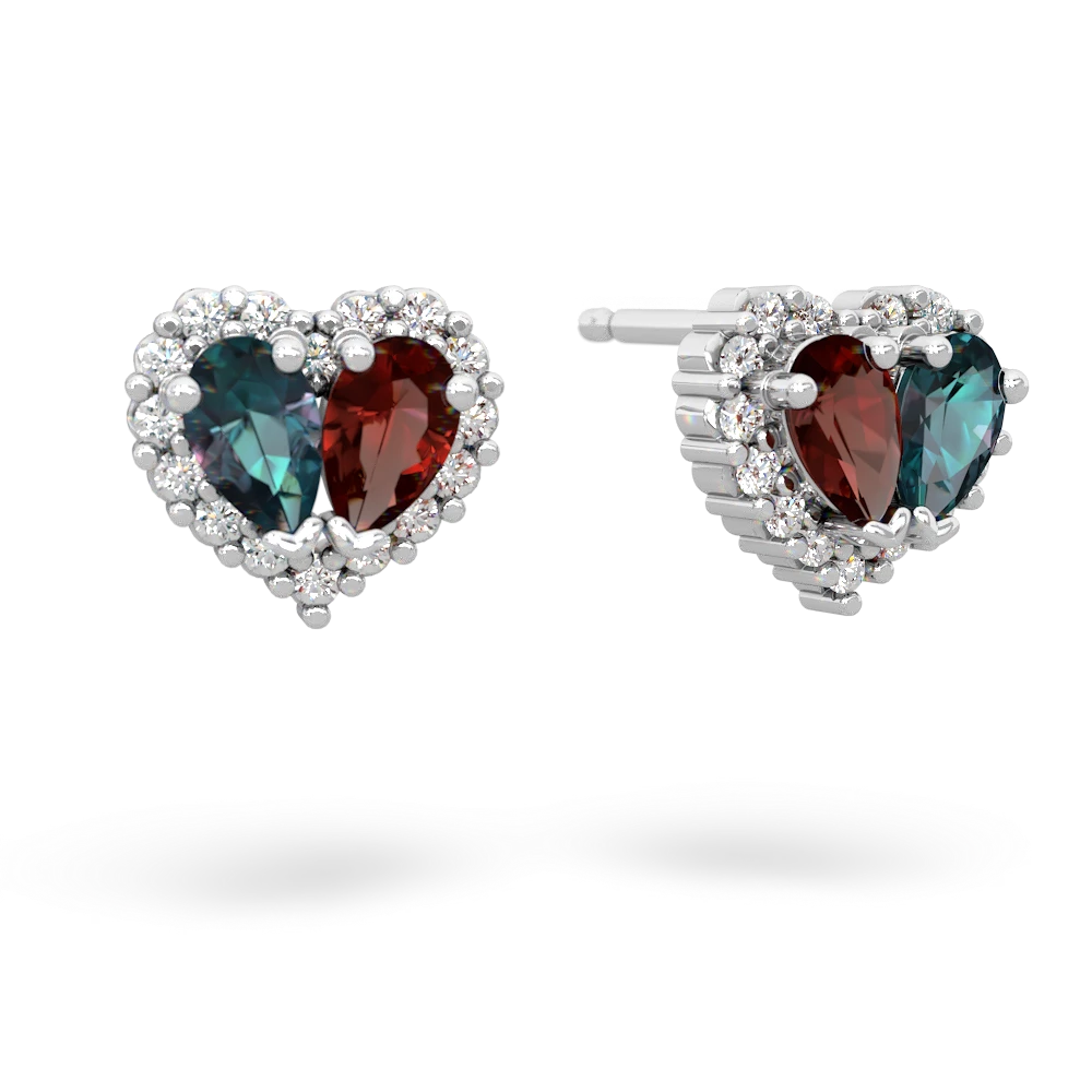 Alexandrite Halo 14K White Gold earrings E7008