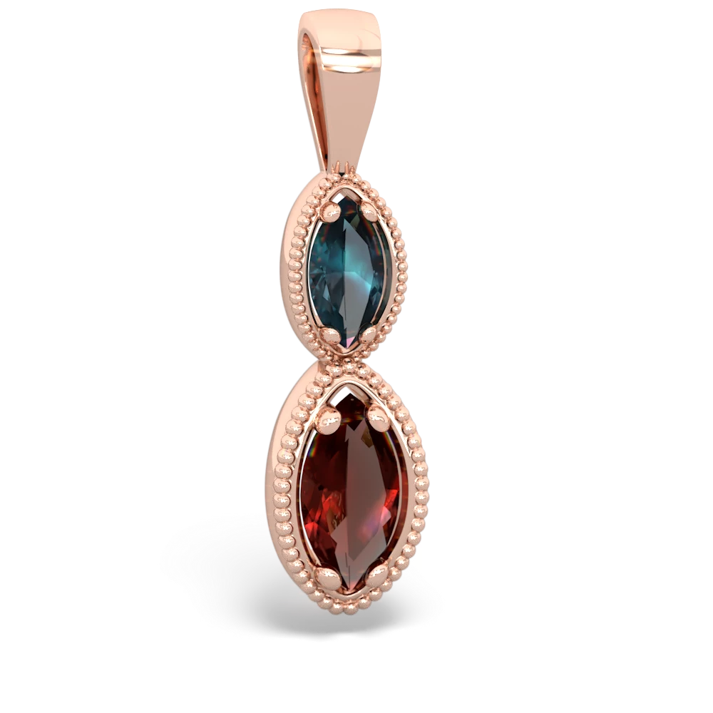 Alexandrite Antique-Style Halo 14K Rose Gold pendant P5700