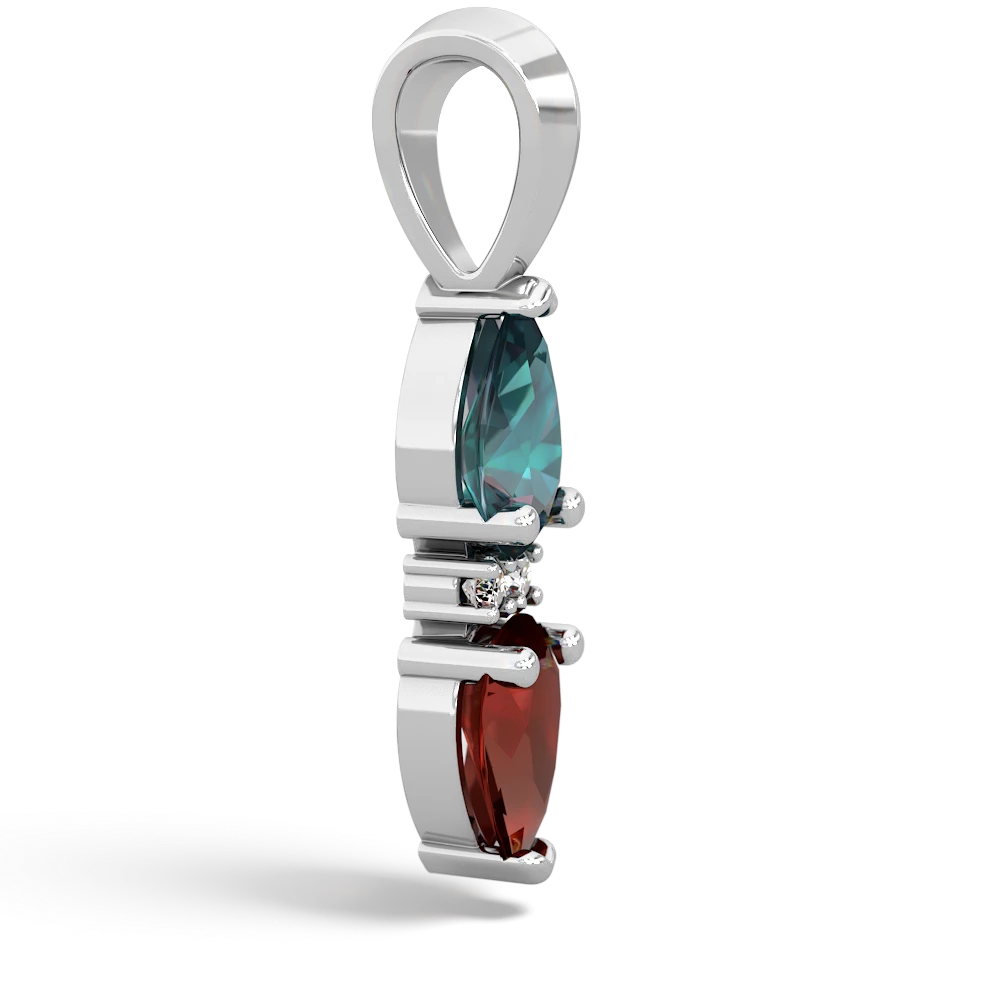 Alexandrite Bowtie Drop 14K White Gold pendant P0865