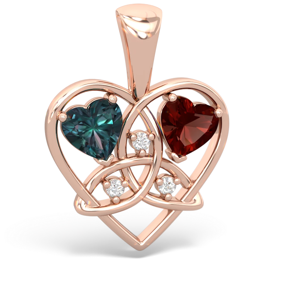 Alexandrite Celtic Trinity Heart 14K Rose Gold pendant P5331