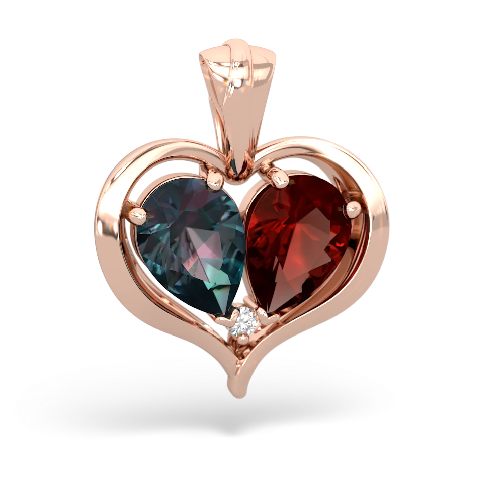 Alexandrite Two Become One 14K Rose Gold pendant P5330