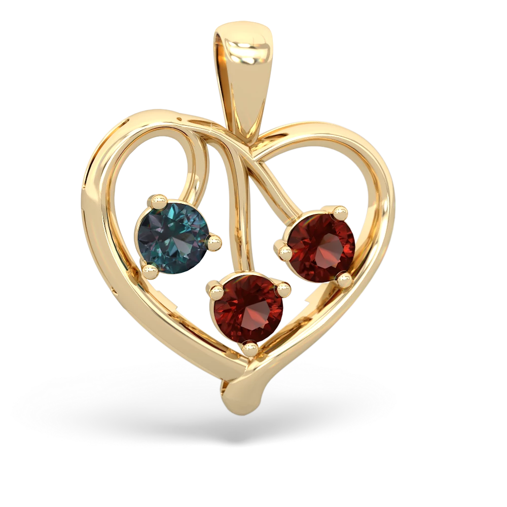 Alexandrite Glowing Heart 14K Yellow Gold pendant P2233