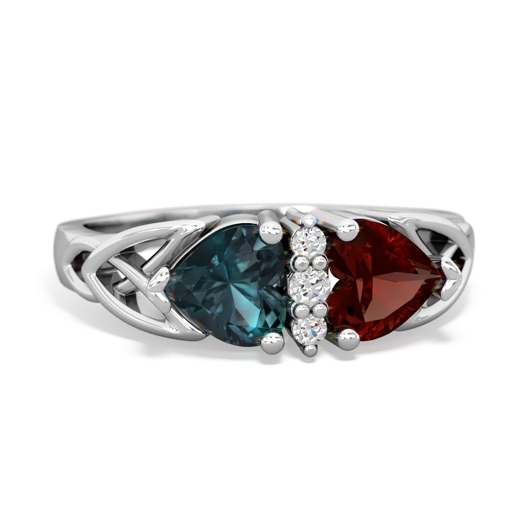 Alexandrite Celtic Knot Double Heart 14K White Gold ring R5040