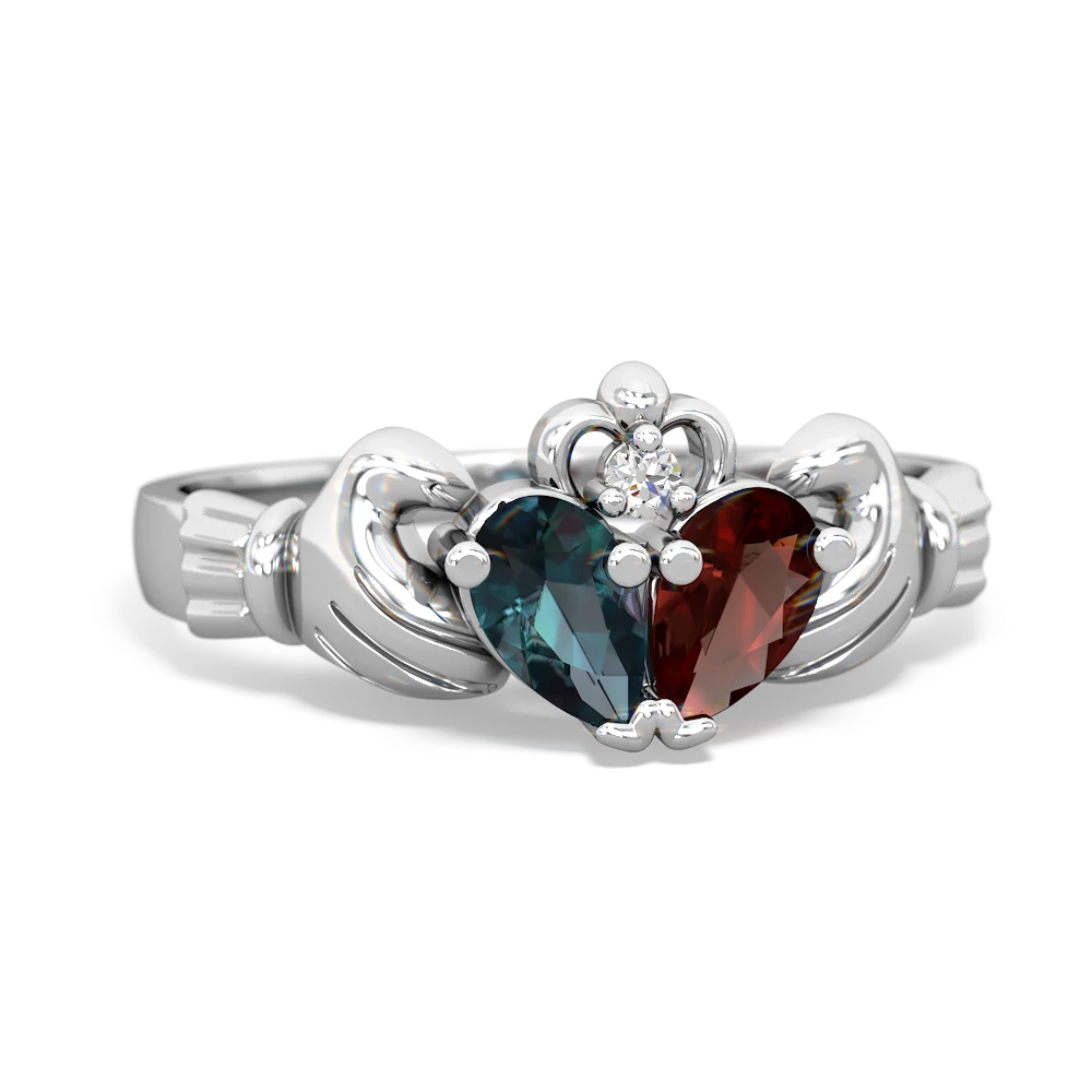 Alexandrite 'Our Heart' Claddagh 14K White Gold ring R2388