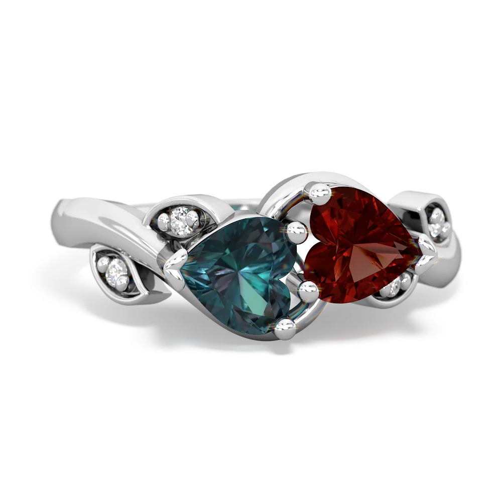 Alexandrite Floral Elegance 14K White Gold ring R5790