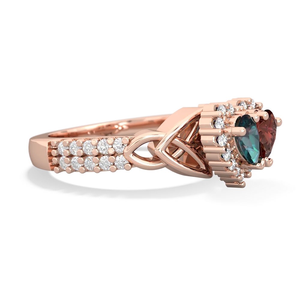 Alexandrite Celtic Knot Two Hearts As One 14K Rose Gold ring R2644HRT