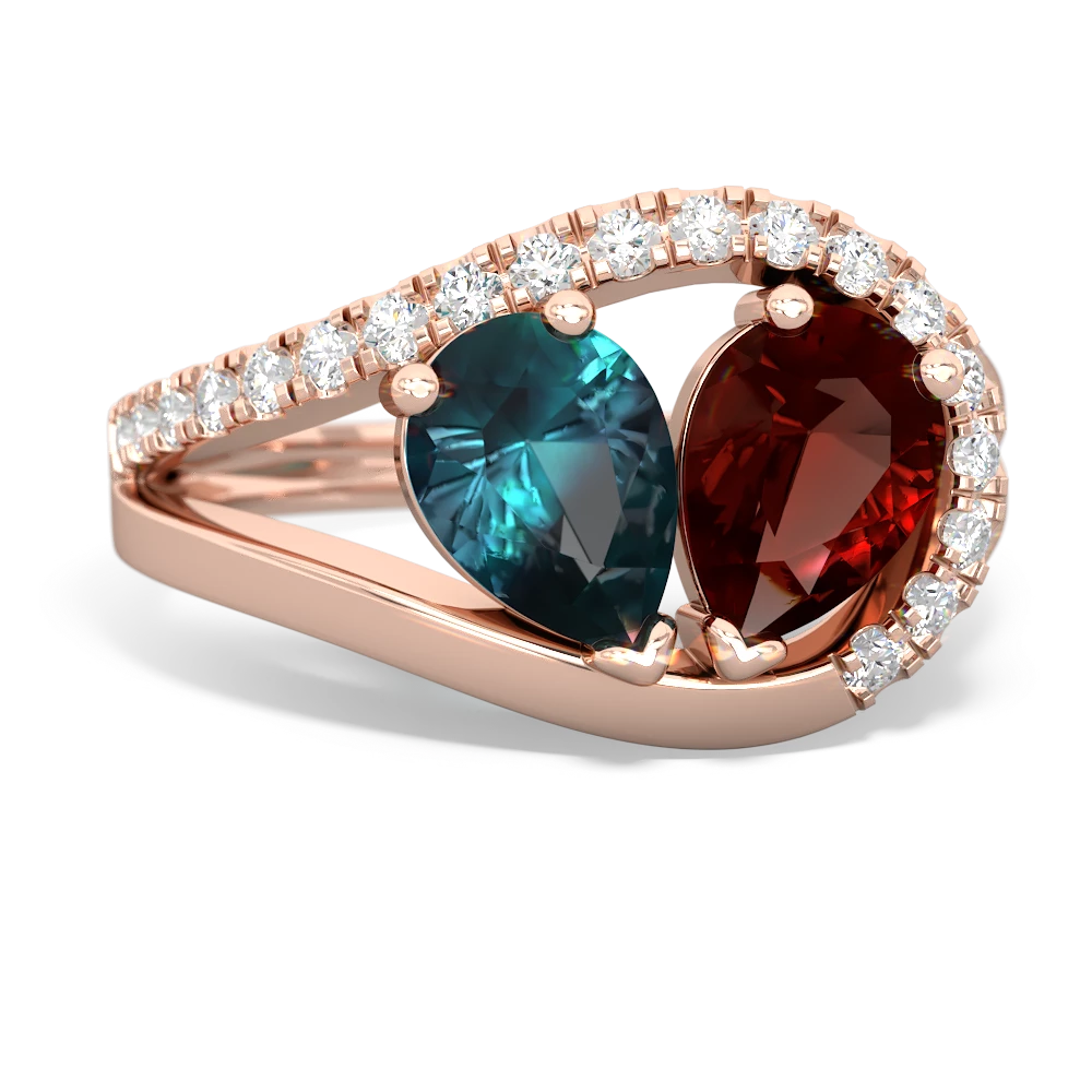 Alexandrite Nestled Heart Keepsake 14K Rose Gold ring R5650