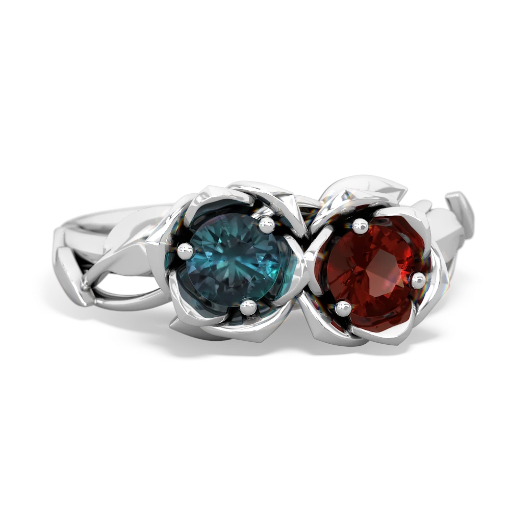 Alexandrite Rose Garden 14K White Gold ring R5510