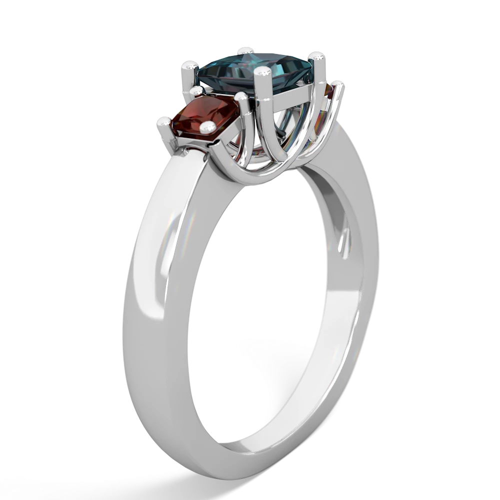 Alexandrite Three Stone Trellis 14K White Gold ring R4015