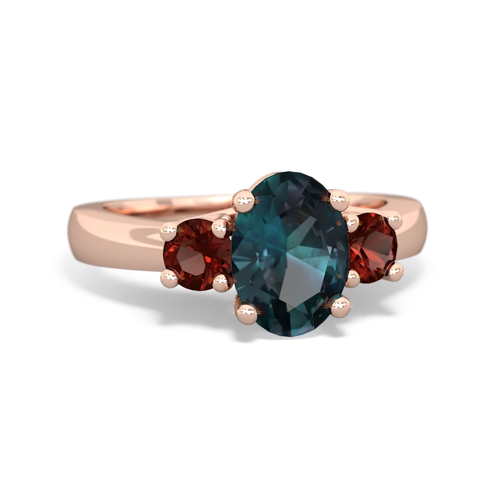 Alexandrite Three Stone Oval Trellis 14K Rose Gold ring R4024