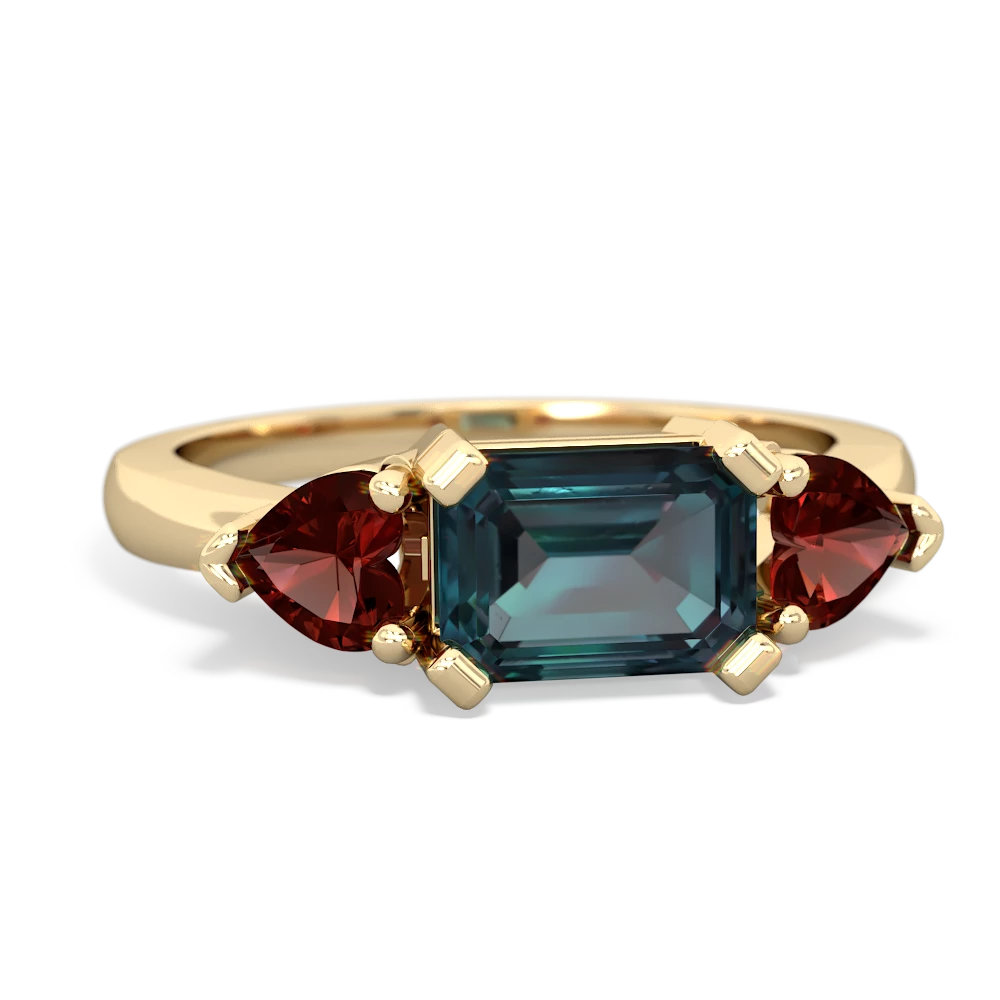 Alexandrite Three Stone 14K Yellow Gold ring R5235