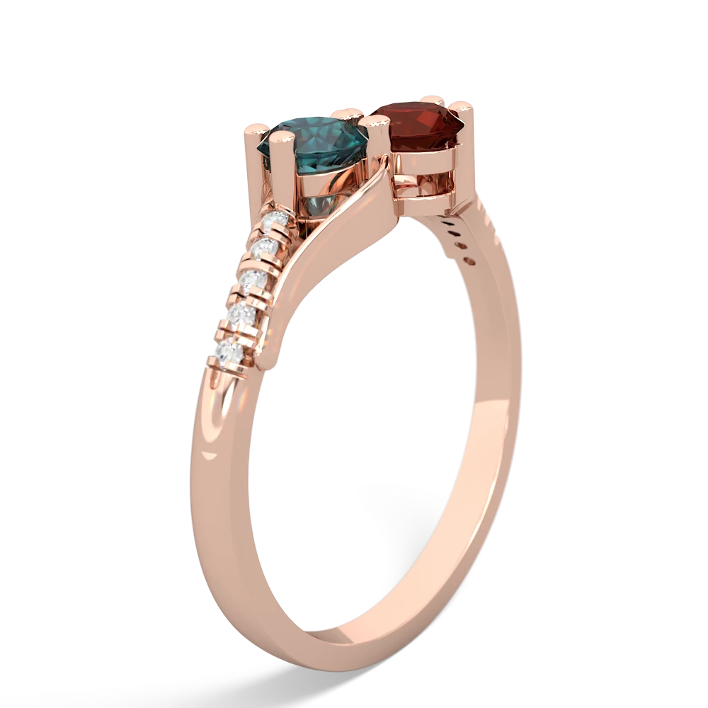 Alexandrite Infinity Pave Two Stone 14K Rose Gold ring R5285