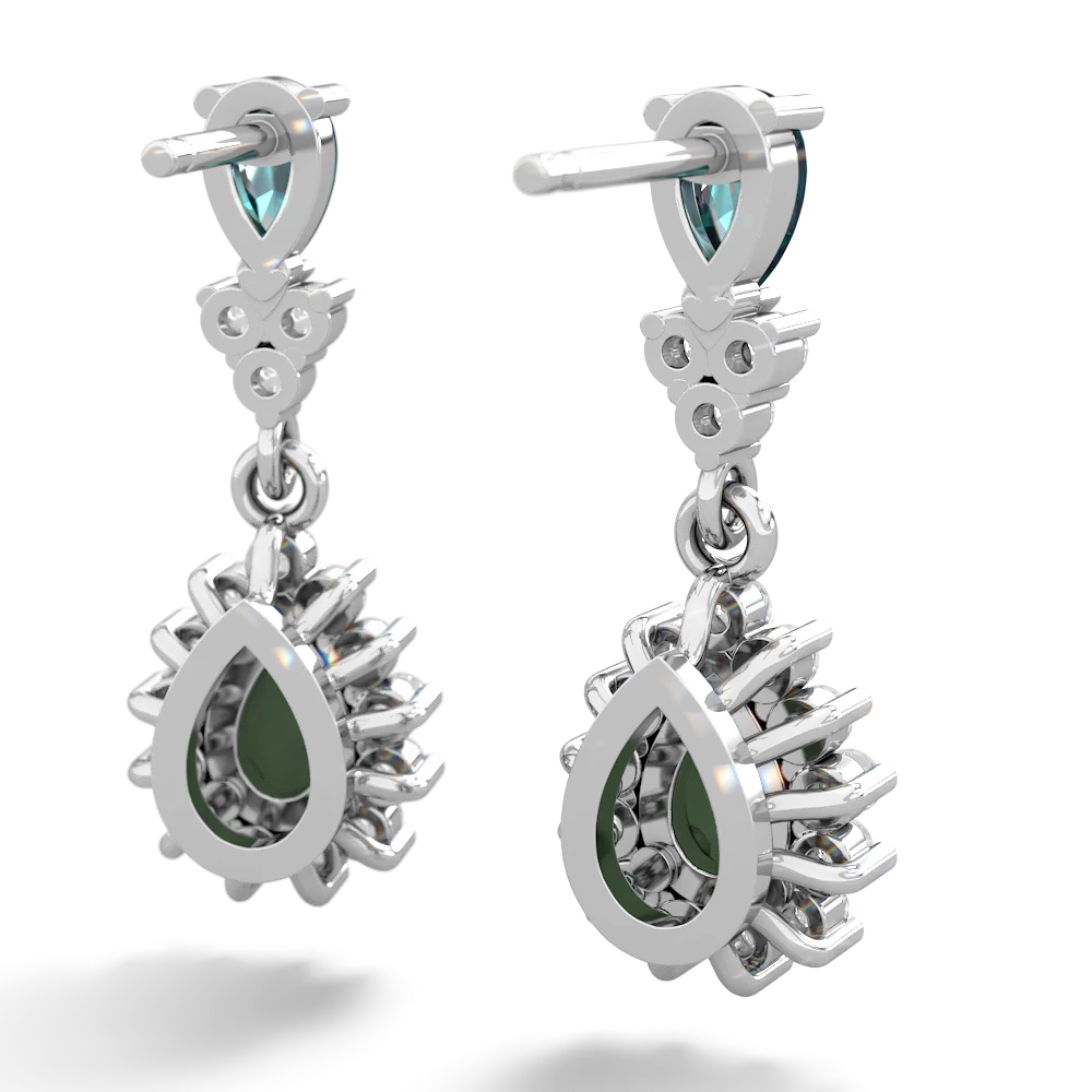 Alexandrite Halo Pear Dangle 14K White Gold earrings E1882