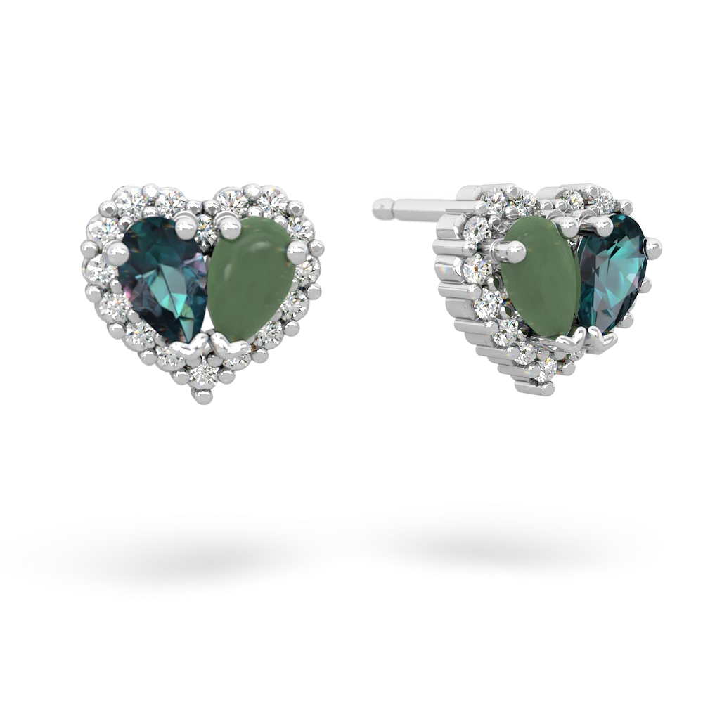 Alexandrite Halo 14K White Gold earrings E7008