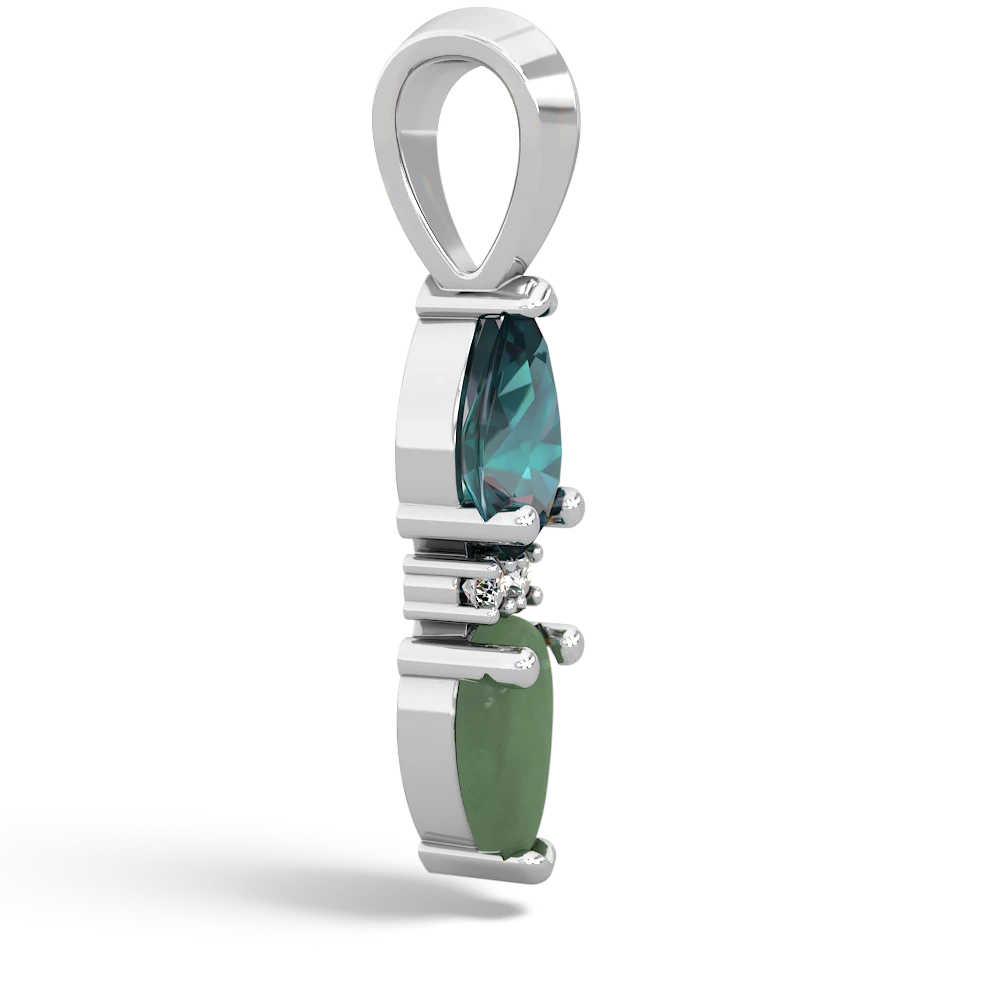 Alexandrite Bowtie Drop 14K White Gold pendant P0865